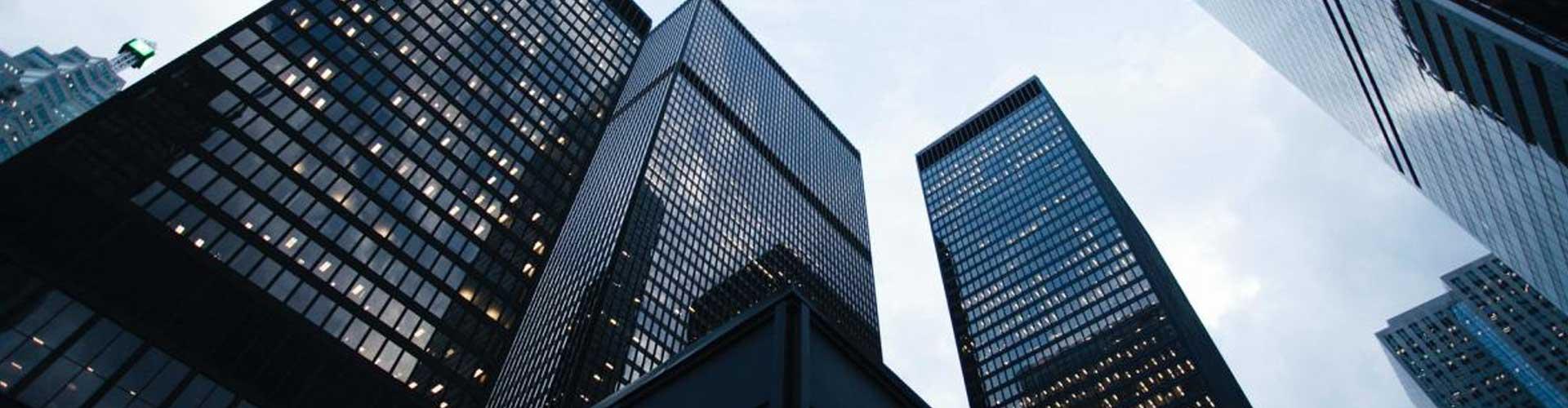 High Rise Office Blocks Taken from the Floor Looking upto the Sky