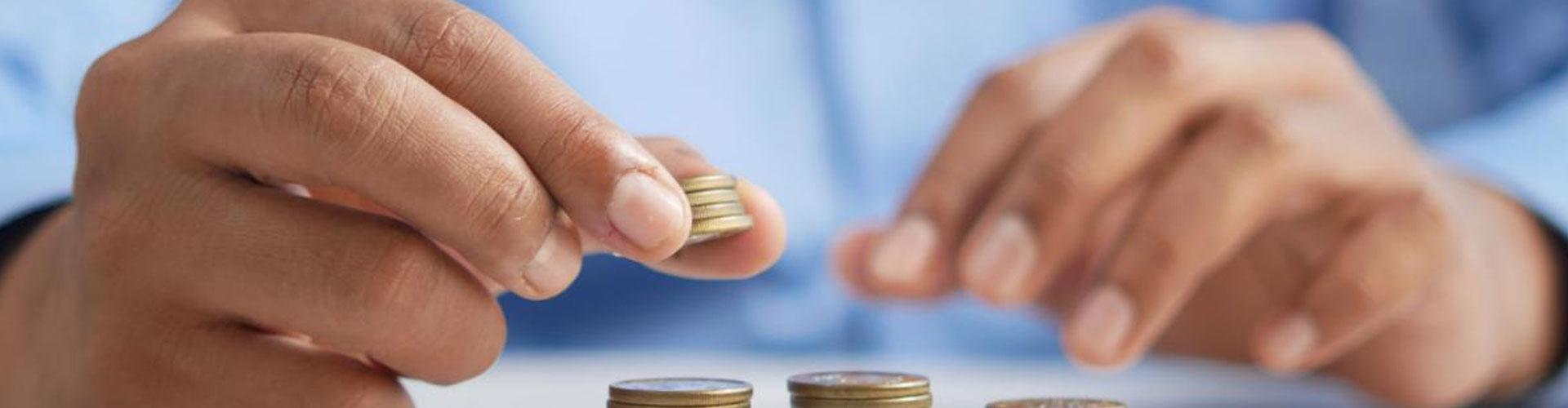 A Person Counting Coins